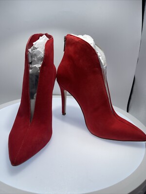 JESSICA SIMPSON Women's Piercie Suede Bootie Stiletto Boots 6M Red Shoes Heels