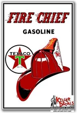 17" X 12" TEXACO FIRE CHIEF GASOLINE DECAL OIL CAN / GAS PUMP / LUBSTER (TEXA-2)