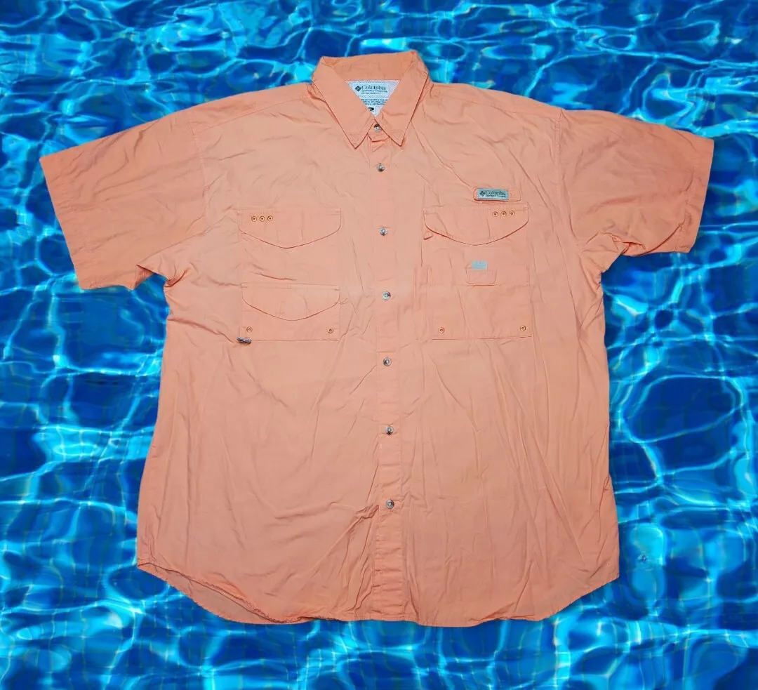 Columbia PFG Vented Short Sleeve Fishing Shirt Men's XL Salmon Orange