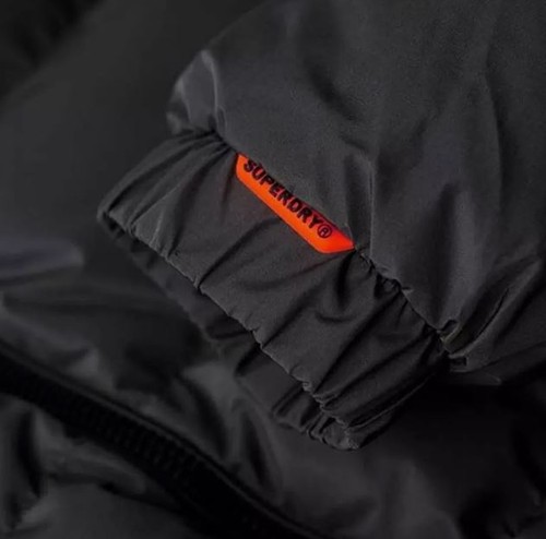 Superdry Jacket Sports Puffer Hooded Quilted Padded Winter Coat Full Zip Grey - Picture 6 of 7