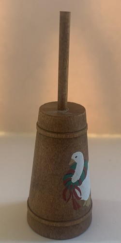 Miniature Doll House Wooden Butter Churn, Painted with Christmas Goose, 3” Tall - Picture 4 of 6