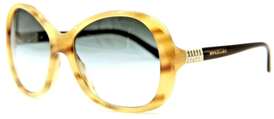 ÓCULOS DE SOL AUTÊNTICO BVLGARI 8068-B 5077/8E BEGE CHIFRE/CINZA LENTE DEGRADÊ 57-17 - Imagem 3 de 3