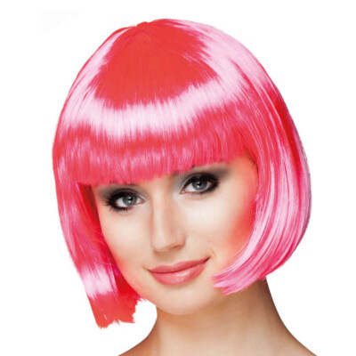 PINK DAMEN BOB PERÜCKE Karneval Pagenschnitt Disko Page Charleston Kostüm Party