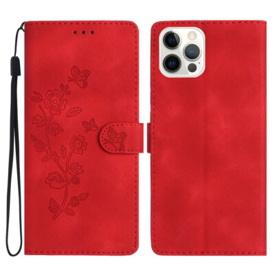 For iPhone 16 Pro Max 15 XR 6 Butterfly Flower Leather Wallet Holder Phone Case