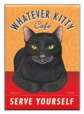 Retro Cats Refrigerator Magnets: WHATEVER KITTY CAFÉ | Vintage Advertising Art