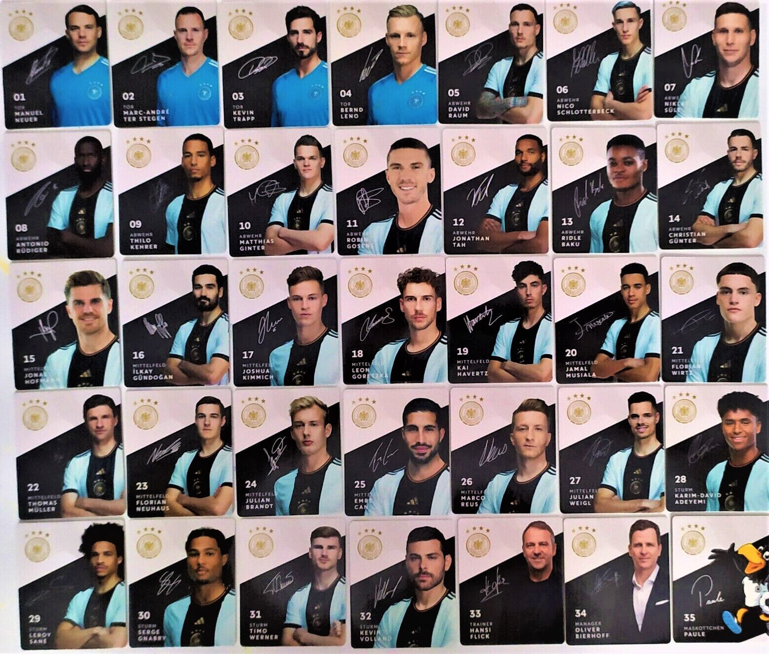 Kompletter Satz Rewe Dfb Sammelkarten Fussball Wm 2022 1 - 35 Neu