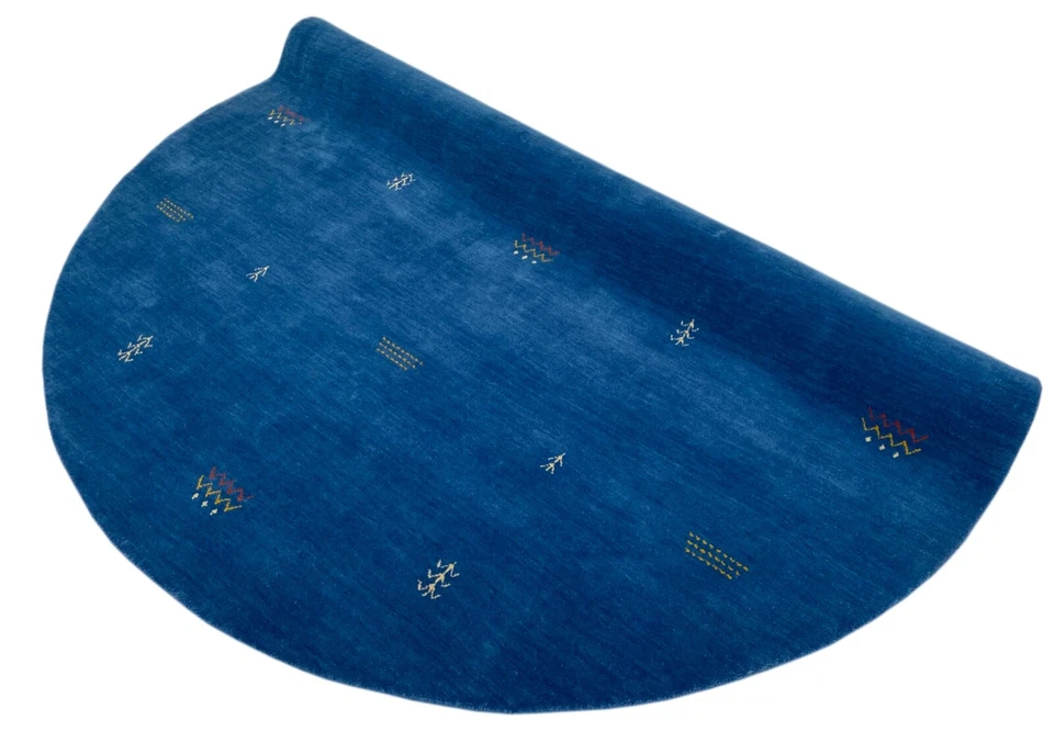 Rond Gabbeh Bleu Tapis 200x200 CM Tissé à la Main 100% Laine Lori G64T6 - Photo 3/4