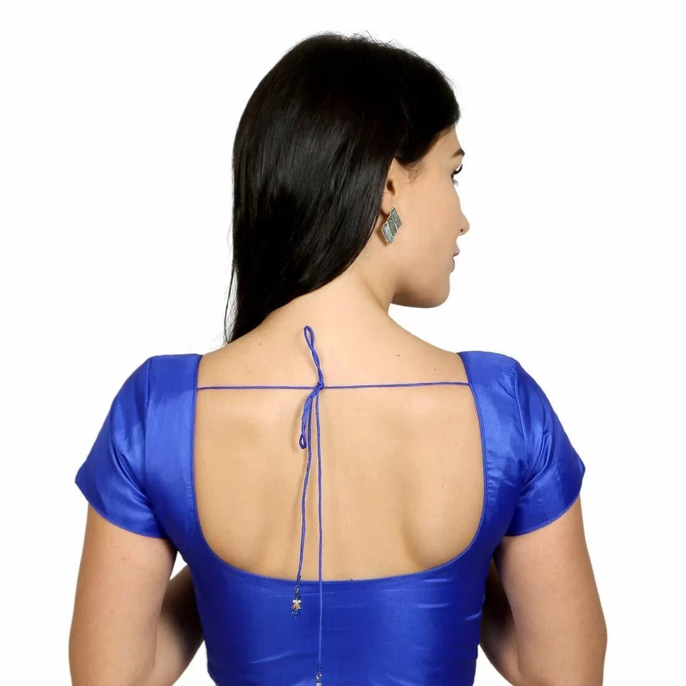 Blusa de seda Dupion manga pequeña lista para usar, top indio, choli listo para usar Foto 4 de 4