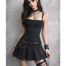 Wild Fable Strapless Dress Women's Size S Black Studded Edgy Grunge NWOT