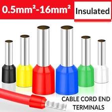 Insulated Cable Cord End Terminals, Single Entry Bootlace Ferrules Terminal