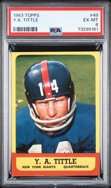 1963 Topps #49 Y.A. Tittle PSA 6 EX-MT - CLEAN EDGES AND WELL CENTERED