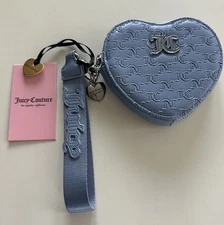 Juicy Couture Team Juicy Forever Heart Zip Around Blue w/ Charms &Strap *NWT*