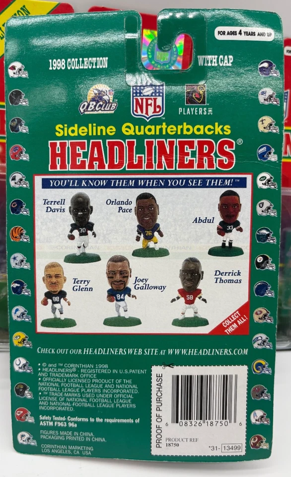 Lote de 3 figuras 1998 Headliners Corinthian NFL Sideline QB Club Foto 3 de 4