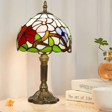 Small Tiffany Table Lamp, 3 Color Temperature, 8 Inch Antique Stained Glass Lamp