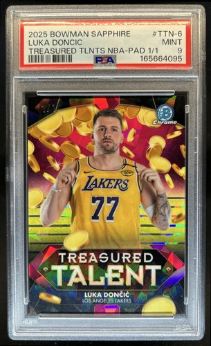 2025 Bowman Sapphire Luka Doncic Talents Padparadscha Refractor #1/1 PSA 9