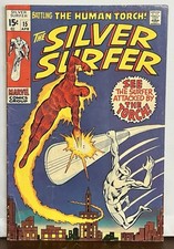 The Silver Surfer #15 (Marvel Comics April 1970) Human Torch Appearance 🔑