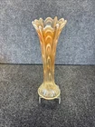 Vtg~Marigold Carnival Glass~Diamond Point Column~Stretch Vase