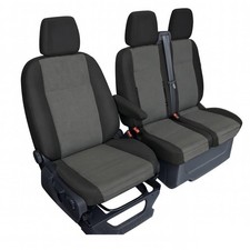 Flexzon Sitzbezüge Set Schwarz Front für Ford Transit Custom 2013-2023 Polyester