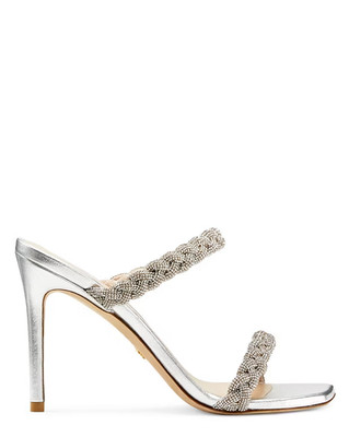 Stuart Weitzman Addison 100 Damen Sandalen Silber Größe EU 39 UVP 550£