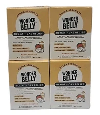 4x Wonder Belly BLOAT + GAS Relief MANGO SMOOTHIE 42 Chewable TABLETS ea = 168Ct