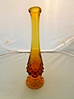 Fenton Glass Amber Hobnail Swung Bud Vase