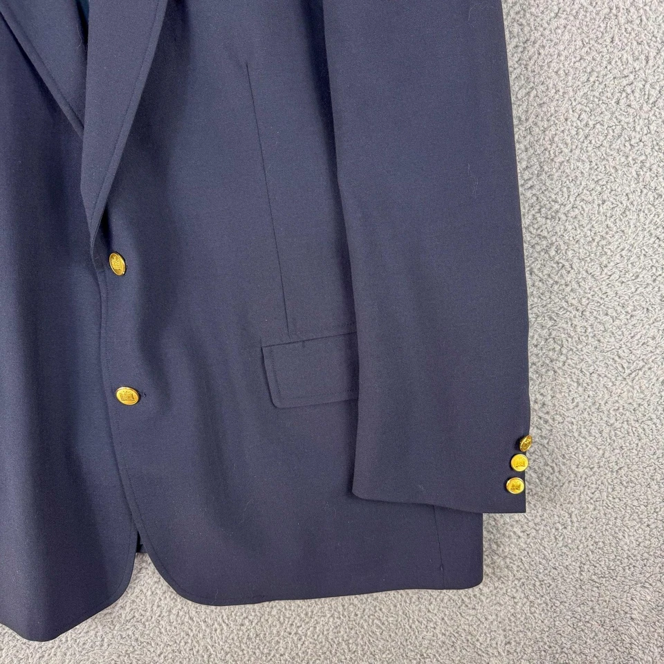 Vintage Brooks Brothers Blazer Mens 46 Blue Wool Gold Button Brooksgate 90s USA - Image 3 of 4