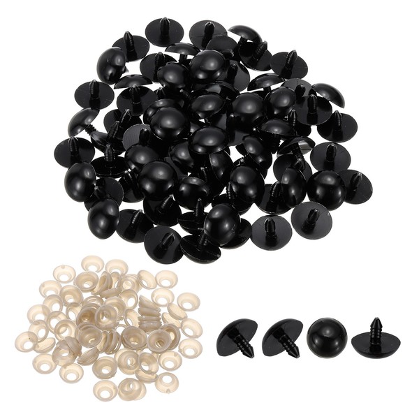 24Mm Sicherheitsaugen, 80Pcs Plastik-Bastelaugen Mit Unterlegscheiben, Schwarz-image