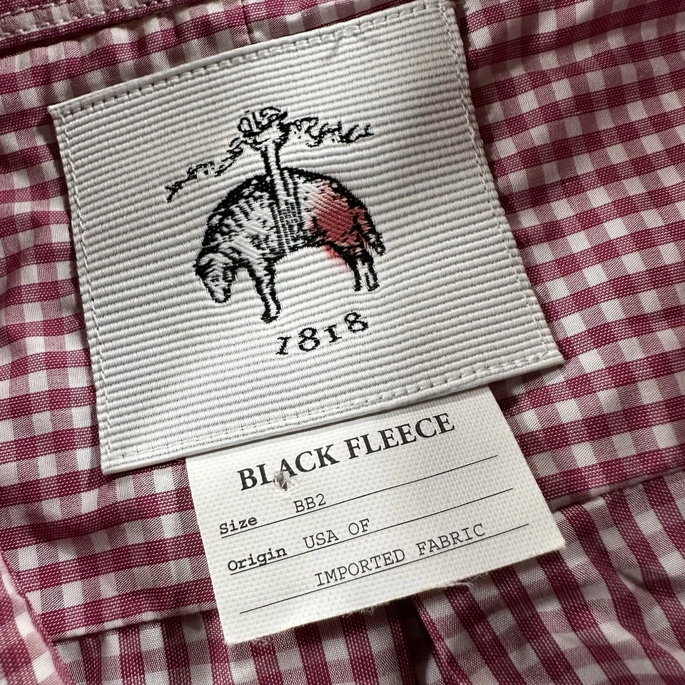 Camisa polar negra Brooks Brothers talla BB2 talla mediana micro cuadros nueva con etiquetas Foto 3 de 4