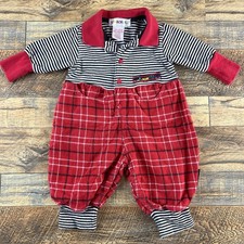 Gymboree Vintage Rainbow Tag Train Romper Plaid Striped Layette
