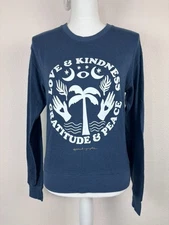 Spiritual Gangster women's medium blue graphic long sleeve pullover top yoga