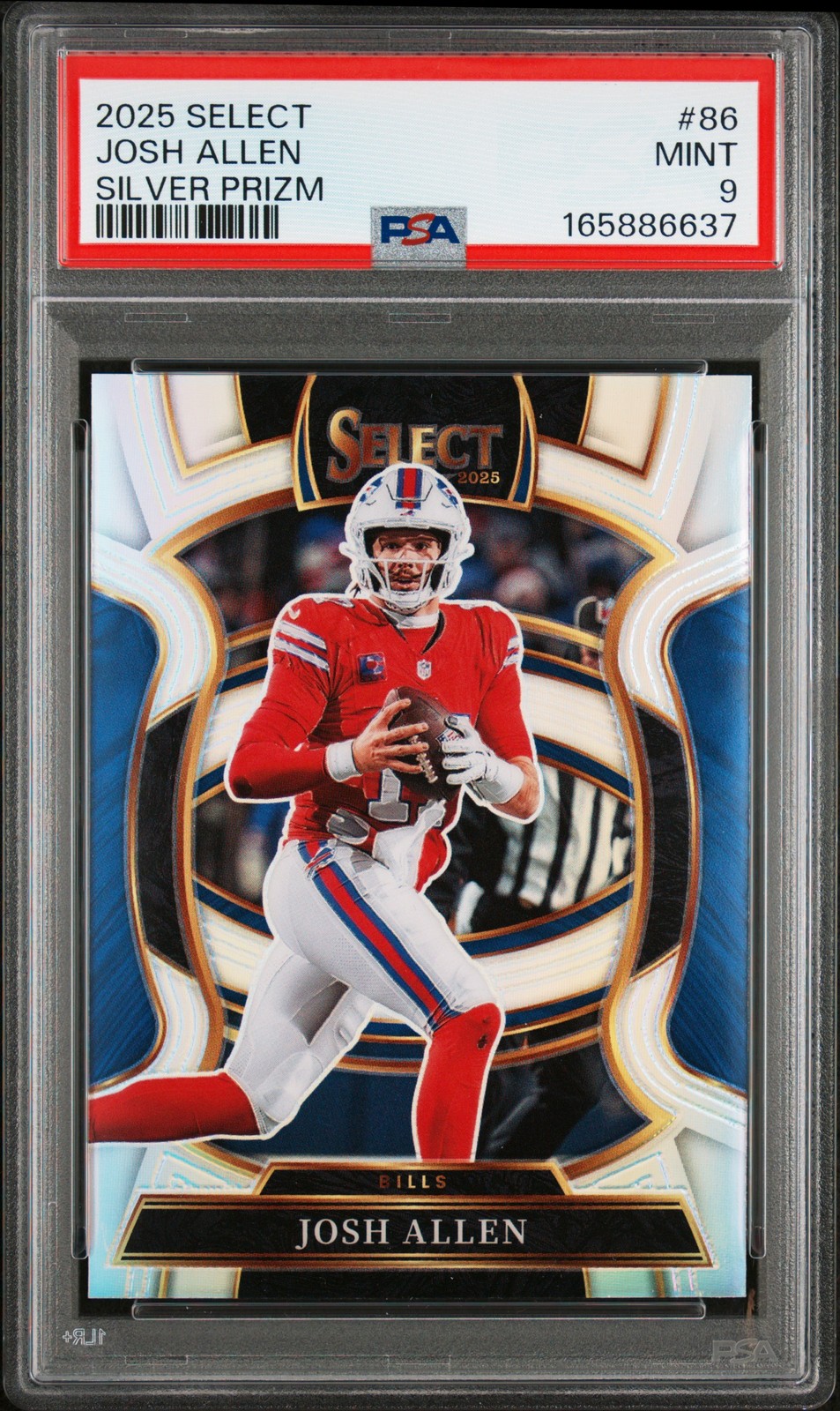 2025 PANINI SELECT SILVER PRIZM #86 JOSH ALLEN PSA 9 view 1