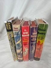 Lot of 5 vintage western novels including Lone Ranger and Gene Autrey