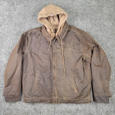 Legendary Whitetails Dakota Jacket Mens XL Brown Waxed Cotton Double Full  Zip