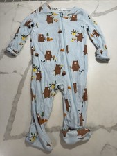 Angel Dear Bamboo Footie Sleeper Sz 3-6 Mos Bodysuit Bear Forest Camp Woods