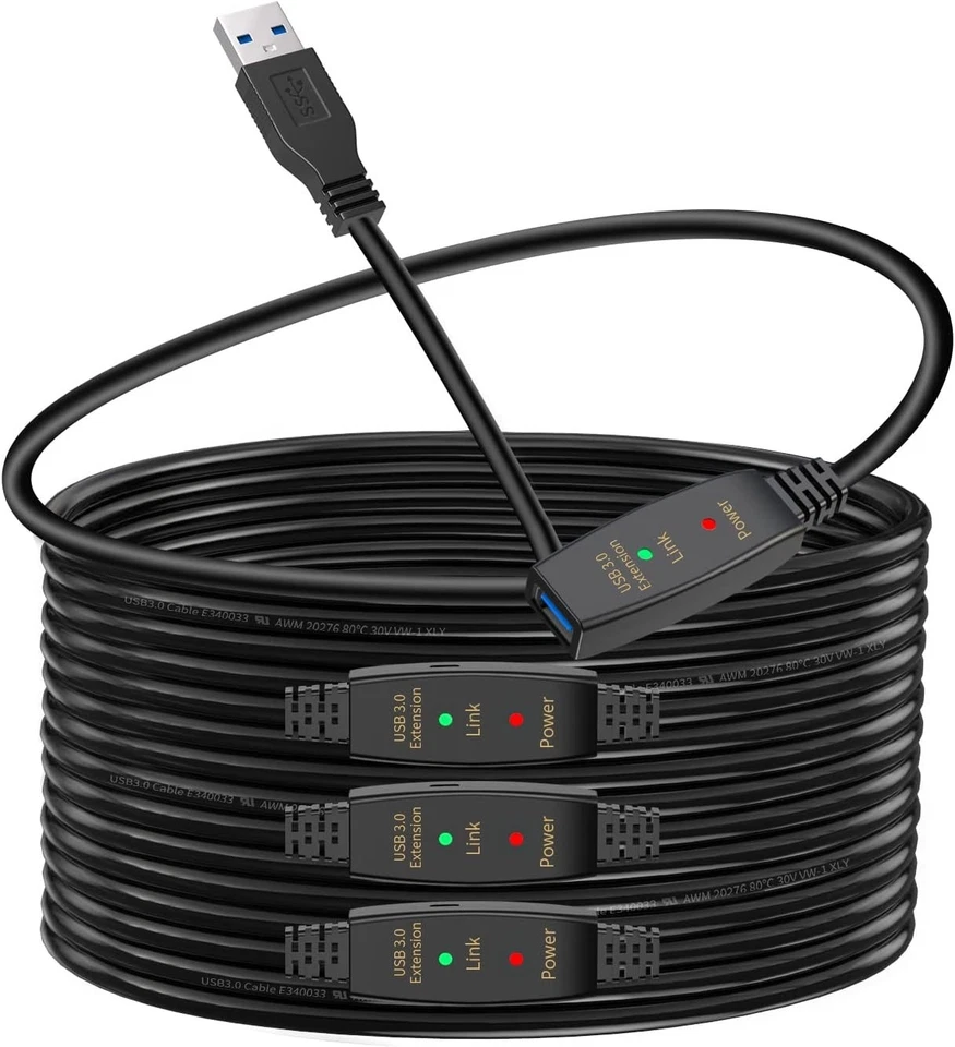 Durable 75ft USB 3.0 High-Speed Extension Cable - Ideal for Printers & Consoles - Image 3 of 4