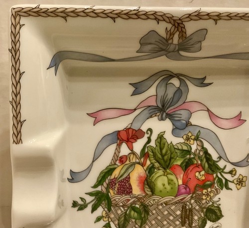 GUCCI Porcelain Cestri e Nastri Floral Limoges Ashtray Trinket Tray - Picture 2 of 8