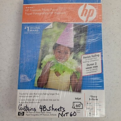 HP Premium Photo Paper Q1989A 4x6 Glossy 48 Sheets Partial Pack Inkjet Sealed