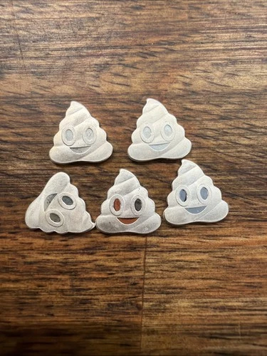Lot of 5 - 1 Gram .999 Fine Silver “Poop Emoji” Bars