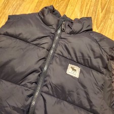 Abercrombie Fitch Puffer Vest Kids 13/14 Navy Blue Quilted Full Zip Preppy
