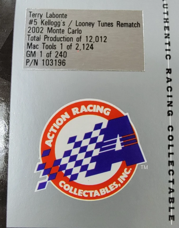 Terry Labonte #5 Kellogg's Looney Tunes Rematch 2002 Monte Carlo 1:24 Action (2) - Image 2 of 4