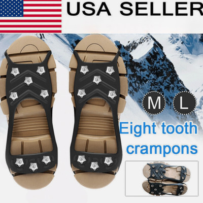 Ice Snow Anti Slip Spikes Grips Grippers Crampons Cleats For Hike Shoes Boot