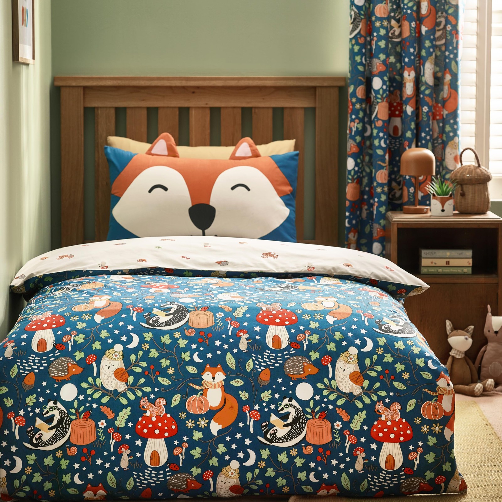 Rackhams Green Fox And Woodland Friends Reversible Duvet Cover Set - Single - Image 2