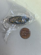 2" Ford Blue w/ Gold Writing Logo Keychain Key Ring