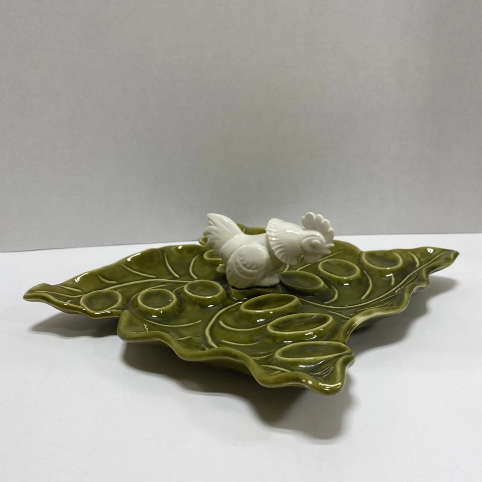 Bandeja para servir huevos de pollo verde Calif USA 515 Deviled Foto 4 de 4