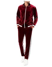 Velour Tracksuit Sweatsuit Velvet:Men's Jogging track suit 2 3X-Large Red