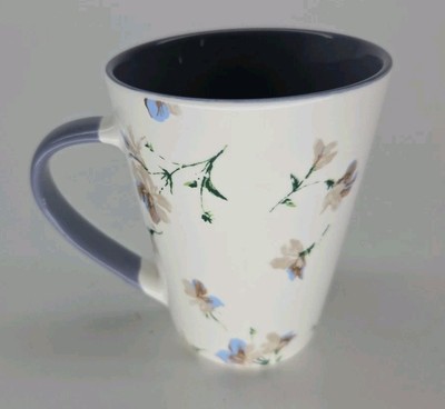 Orly Maison Coffee Tall Mug 5''H x 4''W 16 Oz. Flower Alstroemeria Periwinkle/Tan