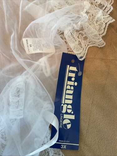 Vtg 80s NWT Nylon Teddy Chiffon Robe Set Lingerie 3x White Bridal Ruffles NOS - Picture 2 of 9