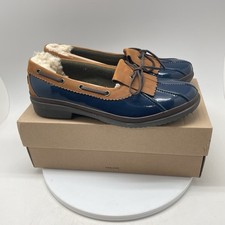 Ugg Loafers Womens 9 1012215 Haylie Sherpa Lined Patent Leather Duck Blue New