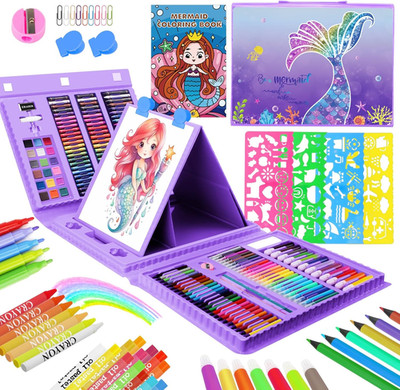 Art Supplies for Kids Ages 4-12,Mermaid Drawing Sets Art Case,Coloring Kits with