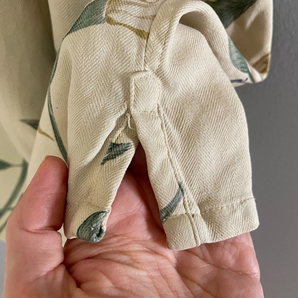 Statements Tropical Print Neutral Tan/Beige Silk Camp Shirt, Size XXL - Image 3 of 4